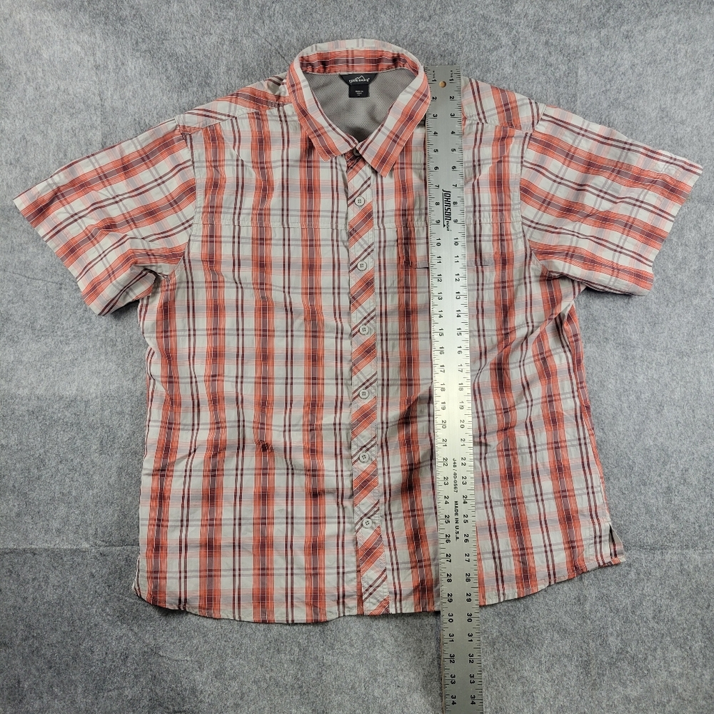 Eddie Bauer Orange Plaid Travex Nylon Mesh Shirt Hiking Fishing Shirt Mens XL - Picture 9 of 10